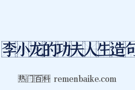 李小龙的功夫人生造句是什么意思的图片